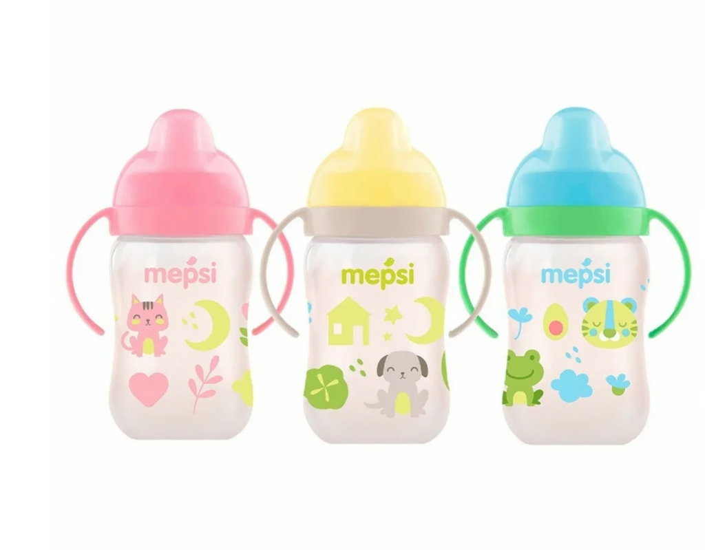 Mepsi Поильник-непроливайка с силиконовым носиком, для детей с 6 месяцев, поильник детский, цвет в ассортименте, 270 мл, 1 шт.