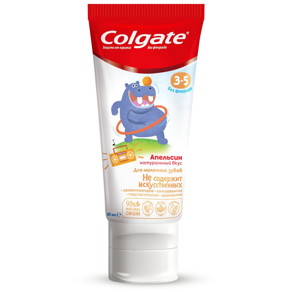 Colgate Зубная паста детская 3-5л без фторида, вкус в ассортименте, 60 мл, 1 шт.
