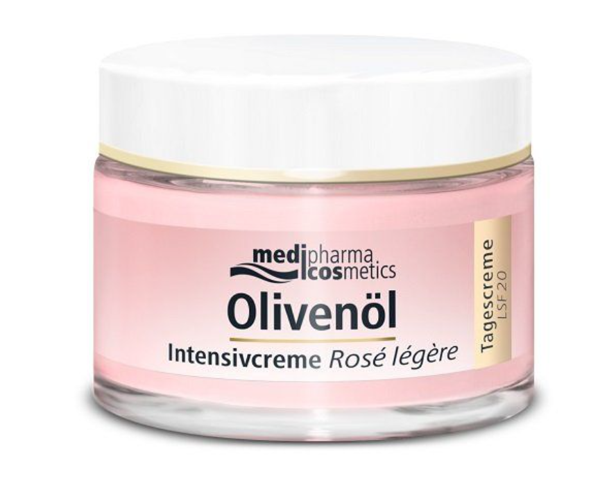 фото упаковки Medipharma Cosmetics Olivenol Крем для лица интенсив Роза дневной, SPF20, крем, легкий, 50 мл, 1 шт. фото упаковки Medipharma Cosmetics Olivenol Крем для лица интенсив Роза дневной