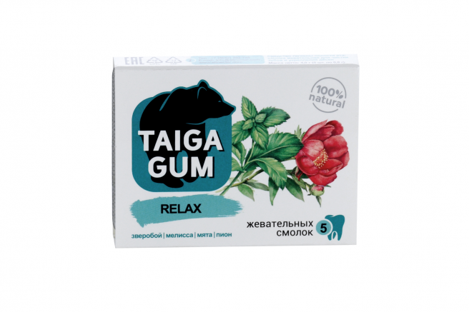 Taiga Gum Смолка жевательная Релакс, без сахара, 5 шт.