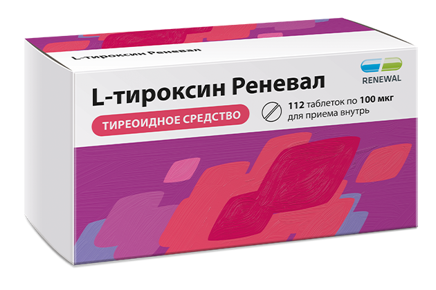 L-Тироксин Реневал, 100 мкг, таблетки, 112 шт.