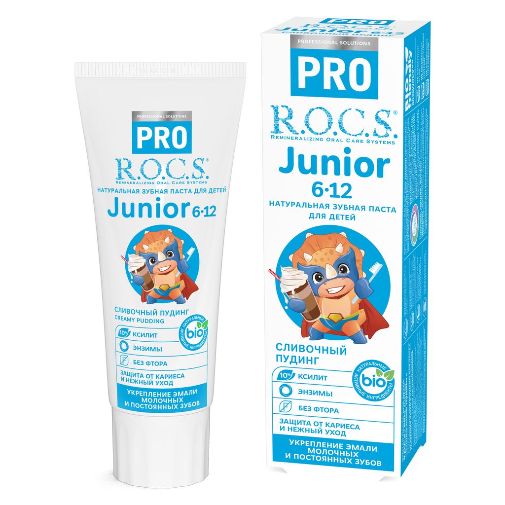 фото упаковки ROCS PRO Junior Зубная паста Сливочный пудинг