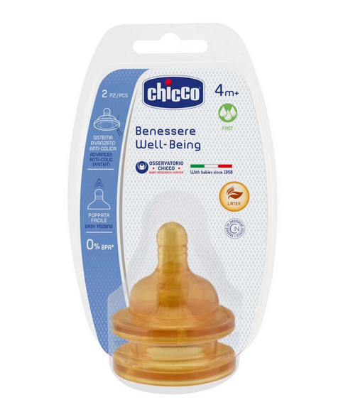 фото упаковки Chicco Соска Well-Being из латекса 4м+ быстрый поток