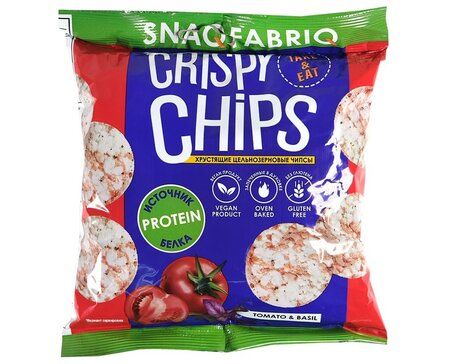 фото упаковки Crispy Chips Чипсы низкокалорийные Томат и базилик
