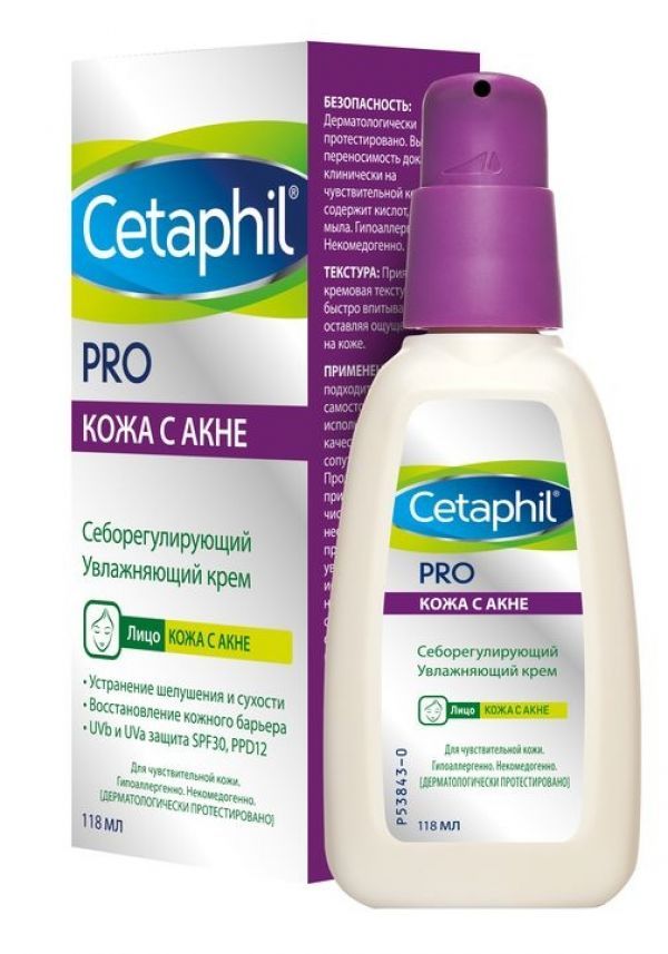 Cetaphil PRO себорегулирующий увлажняющий крем SPF30, крем, 118 мл, 1 шт.
