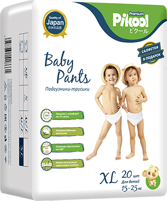 Pikool Premium Подгузники-трусики детские, XL, 15-25кг, 20 шт.