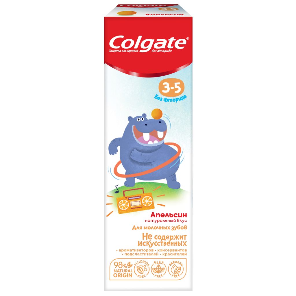Colgate Зубная паста детская 3-5л без фторида, вкус в ассортименте, 60 мл, 1 шт.