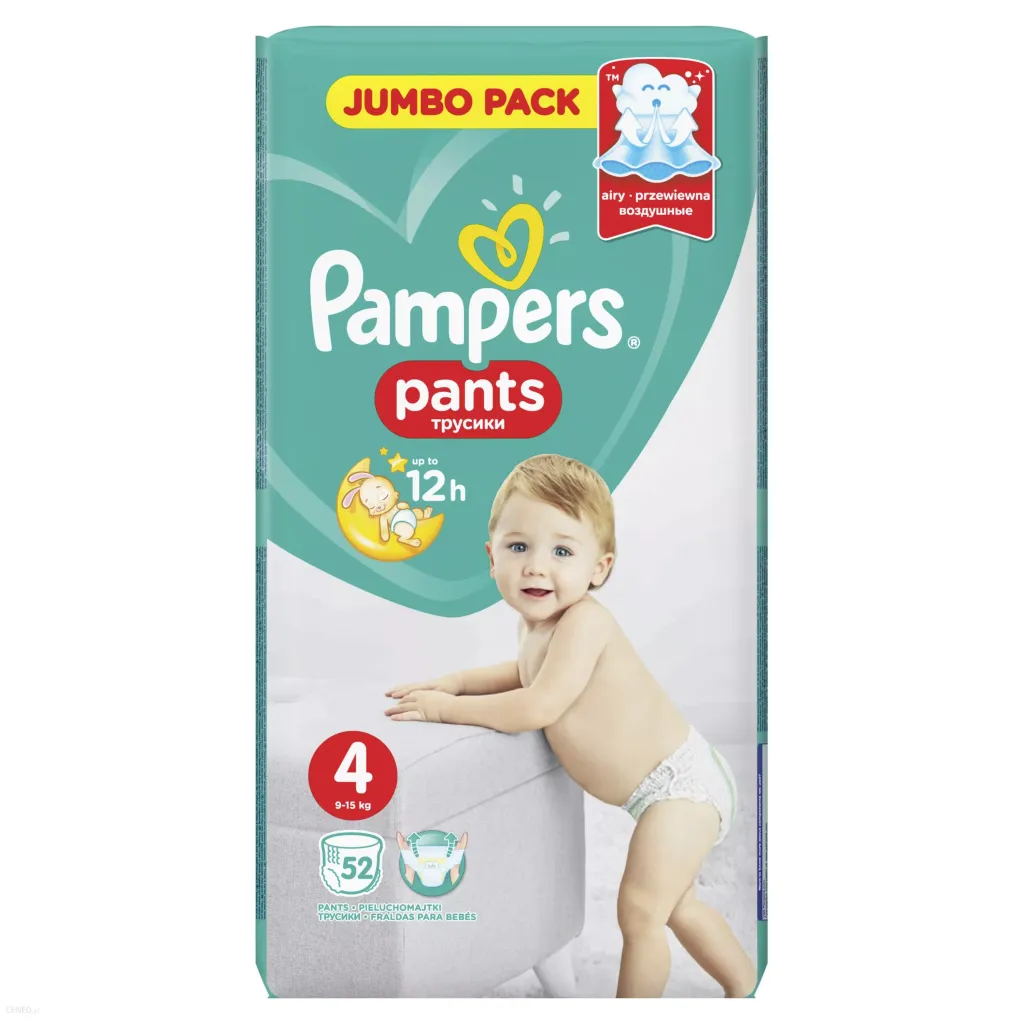 Pampers Pants Подгузники-трусики детские , р. 4, 9-15 кг, 52 шт.