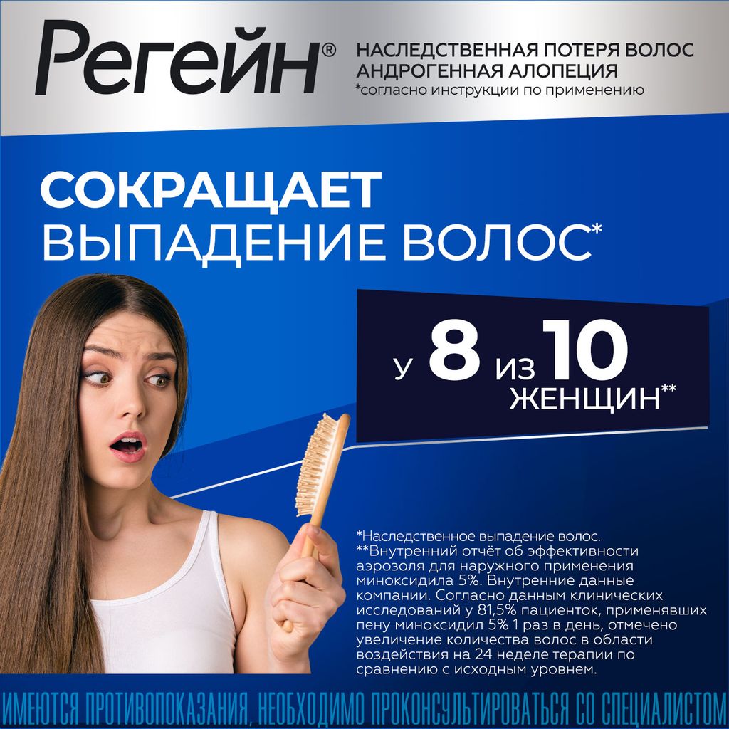 Регейн, 5%, пена для наружного применения, 60 г, 3 шт.