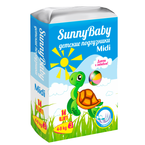 фото упаковки Sunnybaby Подгузники детские midi