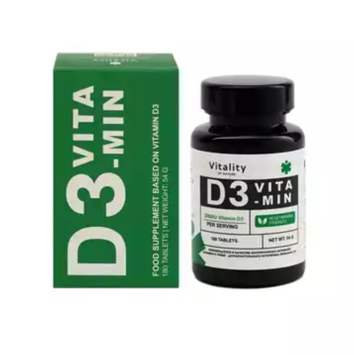 Vitality Витамин D3, 2000 МЕ, таблетки, 180 шт.