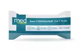 Medresponse Бинт марлевый медицинский стерильный, 5мх10см, 1 шт.