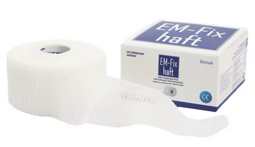 Бинт EM-Fix Haft эластичный фиксирующий, 6смх20м, белый, 1 шт.