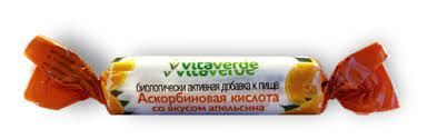 Vitaverde Аскорбинка с сахаром, таблетки жевательные, апельсин, 10 шт.