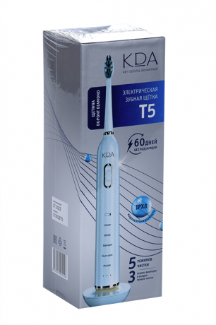 КДА электрическая зубная щетка Т5, щетка зубная электрическая, белого цвета, 1 шт.