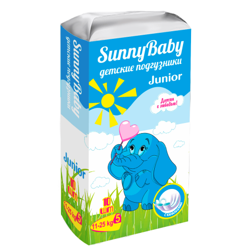 Sunnybaby Подгузники детские Junior, 11-25 кг, арт. 5045, 10 шт.