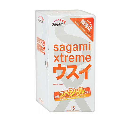 Sagami Xtreme Superthin Презервативы ультратонкие, 0.04 мм, презервативы, ультратонкие, 15 шт.