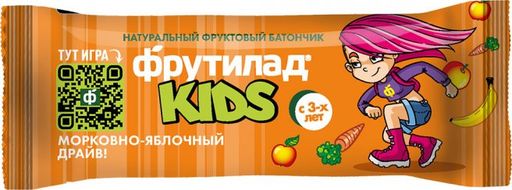 Фрутилад Kids батончик Морковно-яблочный драйв, батончик, для детей с 3 лет, 25 г, 1 шт.