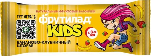 Фрутилад Kids батончик Бананово- клубничный шторм, батончик, для детей с 3 лет, 25 г, 1 шт.