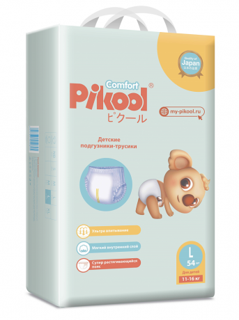 Pikool Comfort Подгузники-трусики детские, L, 11-16 кг, 54 шт.