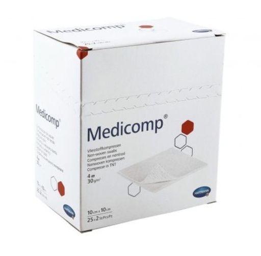 Medicomp салфетки стерильные, 10х10см, из нетканого материала, 50 шт.