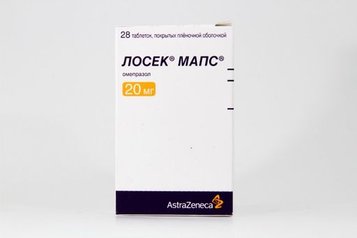 Лосек Мапс, 20 мг, таблетки, покрытые пленочной оболочкой, 28 шт.