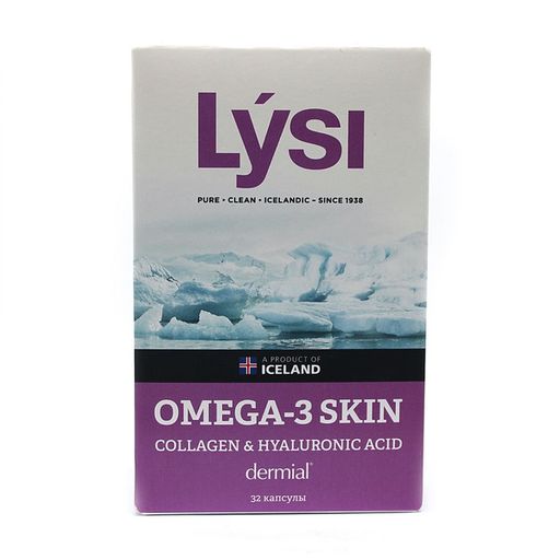 Lysi Омега-3 Skin Коллаген и Гиалуроновая кислота, капсулы, 32 шт.