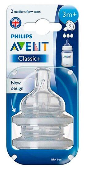 Philips Avent Classic Соска средний поток, арт. SCF633/27 с 3 месяцев, соска молочная, из силикона (силиконовый), 2 шт.